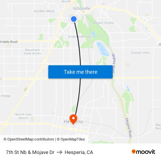 7th St Nb & Mojave Dr to Hesperia, CA map