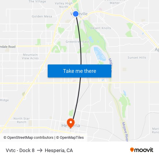 Vvtc - Dock 8 to Hesperia, CA map