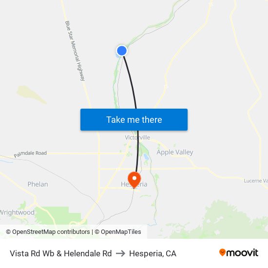 Vista Rd Wb & Helendale Rd to Hesperia, CA map