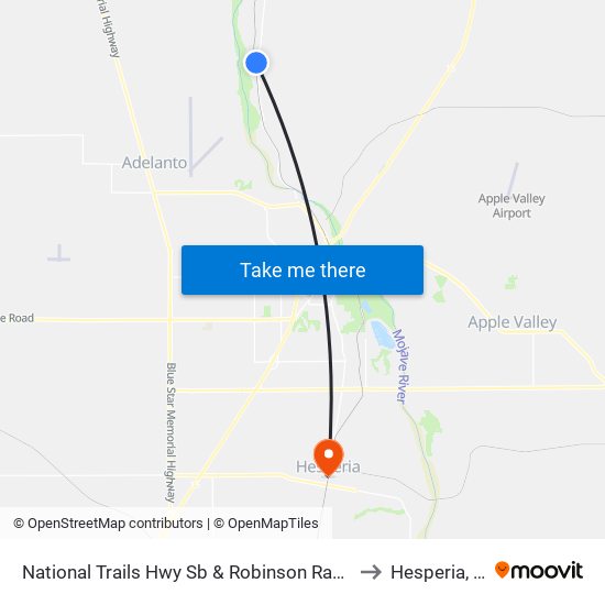 National Trails Hwy Sb & Robinson Ranch Rd to Hesperia, CA map