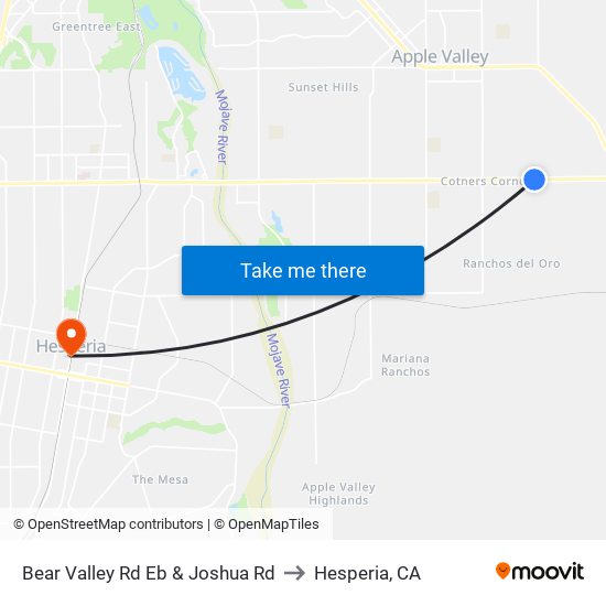 Bear Valley Rd Eb & Joshua Rd to Hesperia, CA map