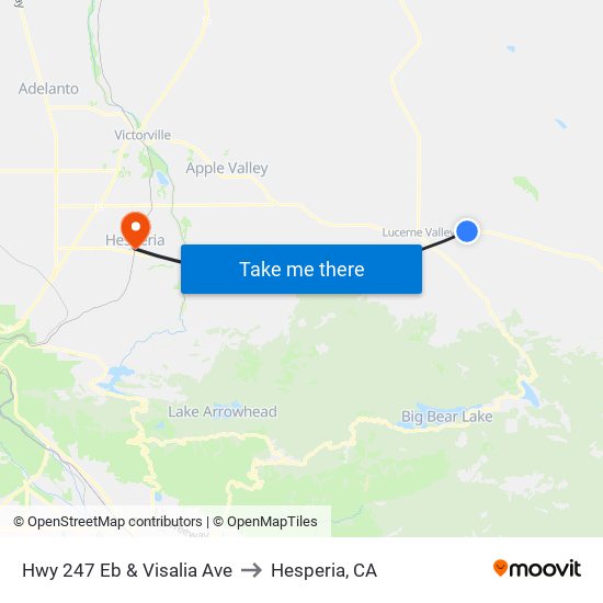 Hwy 247 Eb & Visalia Ave to Hesperia, CA map