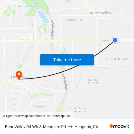 Bear Valley Rd Wb & Mesquite Rd to Hesperia, CA map