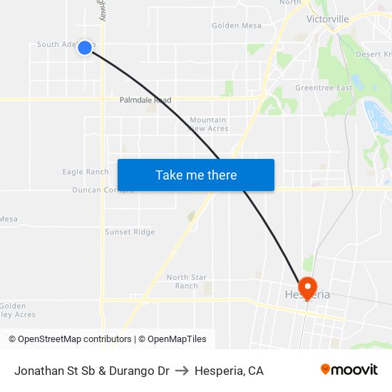 Jonathan St Sb & Durango Dr to Hesperia, CA map