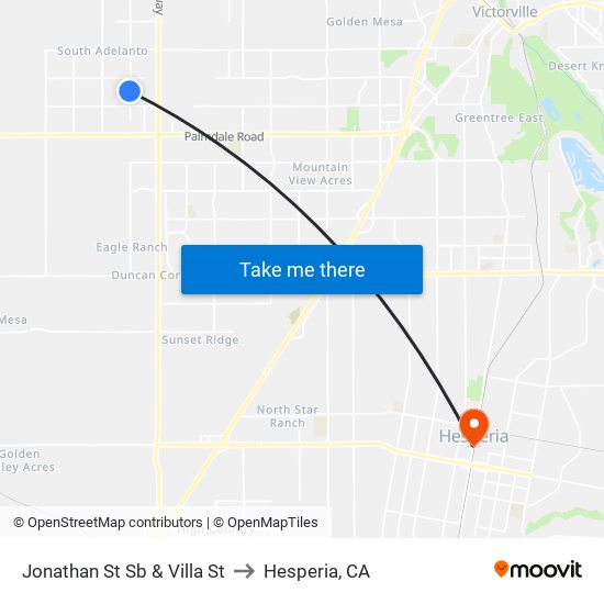 Jonathan St Sb & Villa St to Hesperia, CA map