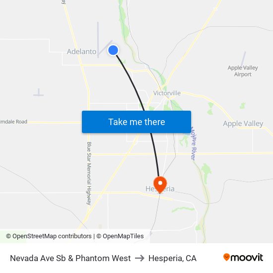 Nevada Ave Sb & Phantom West to Hesperia, CA map