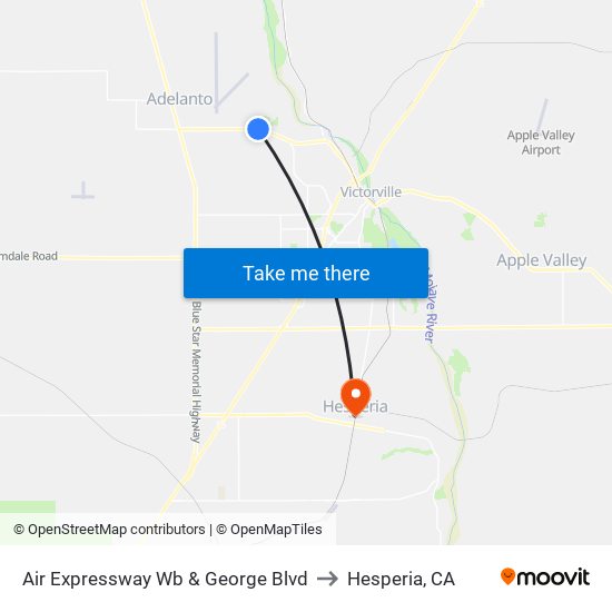 Air Expressway Wb & George Blvd to Hesperia, CA map
