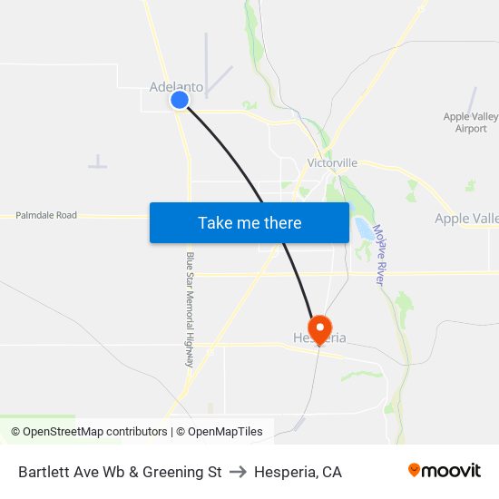 Bartlett Ave Wb & Greening St to Hesperia, CA map