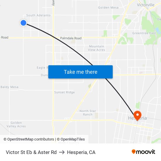 Victor St Eb & Aster Rd to Hesperia, CA map