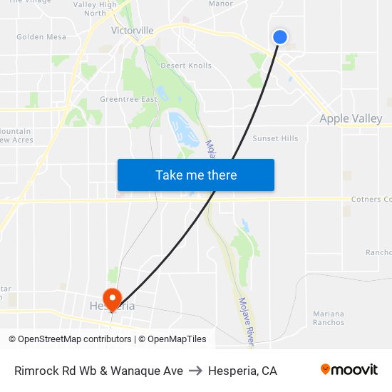 Rimrock Rd Wb & Wanaque Ave to Hesperia, CA map