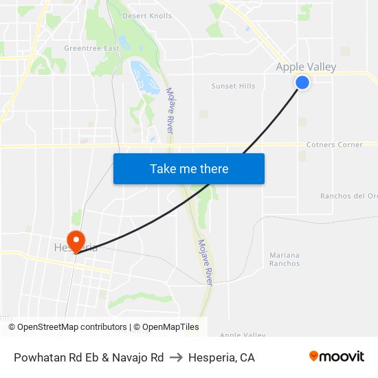 Powhatan Rd Eb & Navajo Rd to Hesperia, CA map