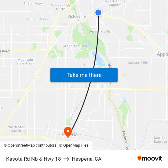 Kasota Rd Nb & Hwy 18 to Hesperia, CA map