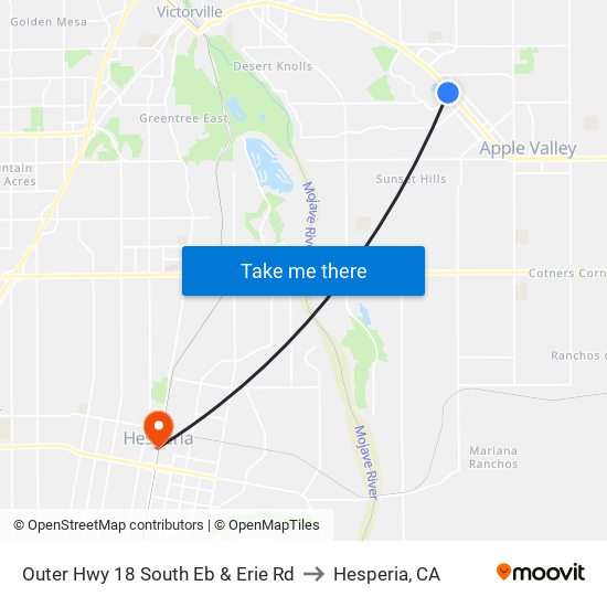 Outer Hwy 18 South Eb & Erie Rd to Hesperia, CA map