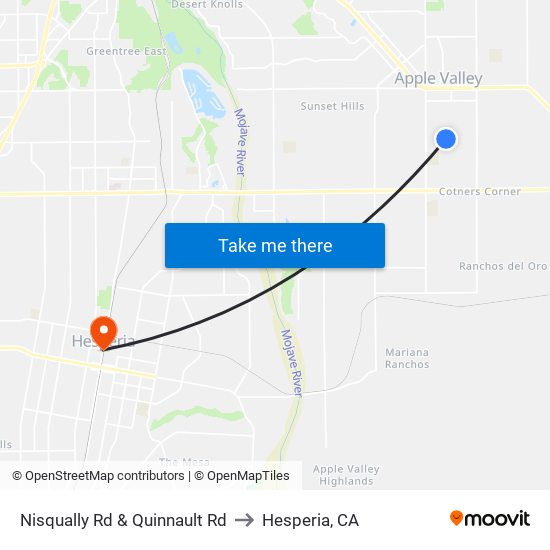 Nisqually Rd & Quinnault Rd to Hesperia, CA map