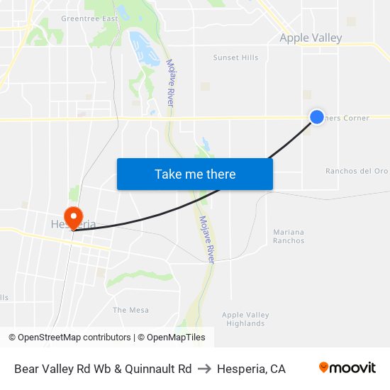 Bear Valley Rd Wb & Quinnault Rd to Hesperia, CA map