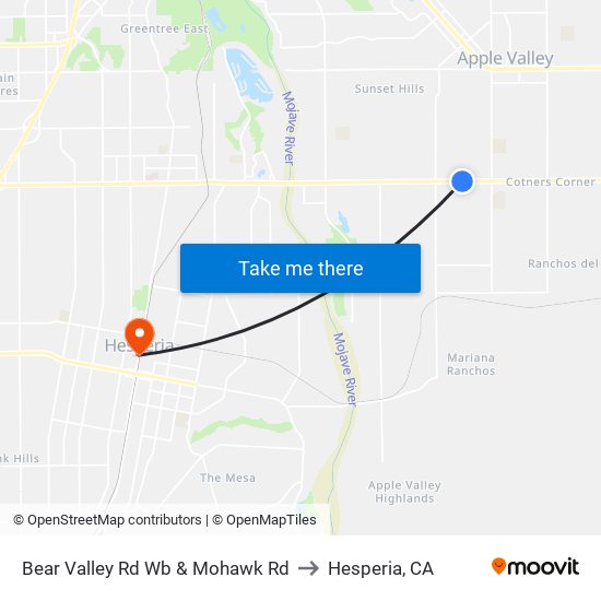 Bear Valley Rd Wb & Mohawk Rd to Hesperia, CA map