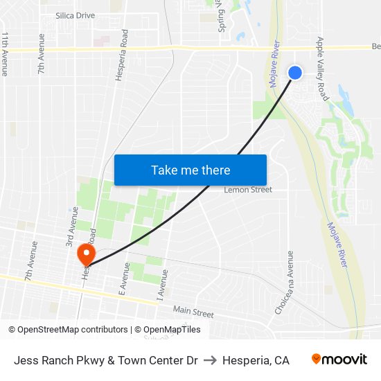 Jess Ranch Pkwy & Town Center Dr to Hesperia, CA map