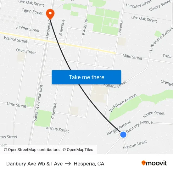 Danbury Ave Wb & I Ave to Hesperia, CA map