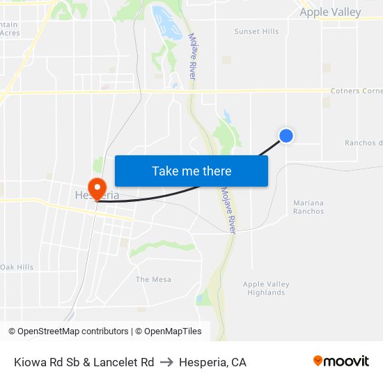 Kiowa Rd Sb & Lancelet Rd to Hesperia, CA map