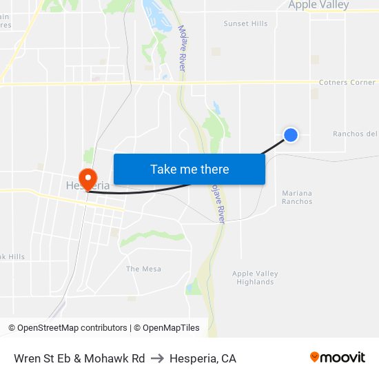 Wren St Eb & Mohawk Rd to Hesperia, CA map