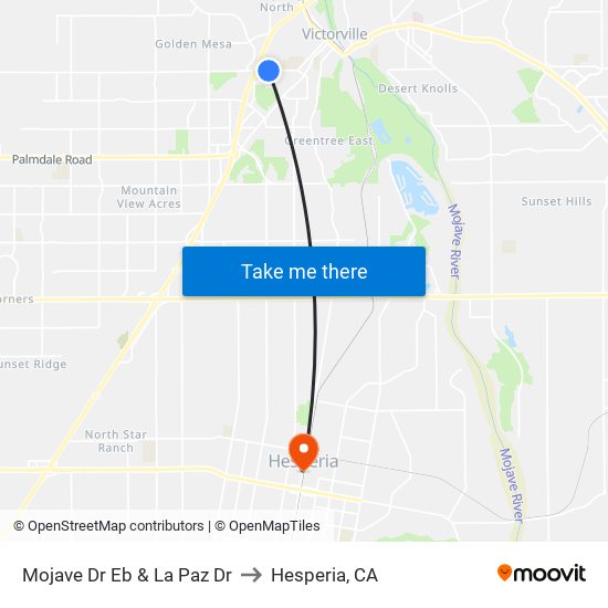 Mojave Dr Eb & La Paz Dr to Hesperia, CA map