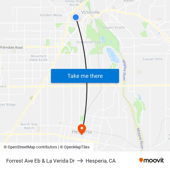 Forrest Ave Eb & La Verida Dr to Hesperia, CA map