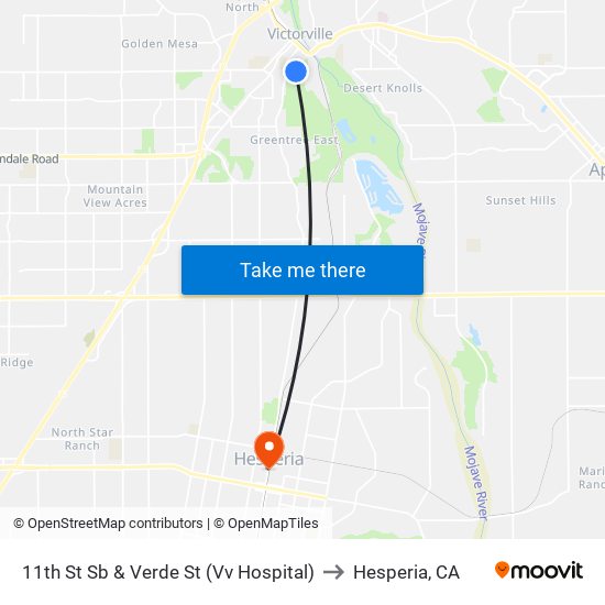 11th St Sb & Verde St (Vv Hospital) to Hesperia, CA map