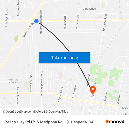 Bear Valley Rd Eb & Mariposa Rd to Hesperia, CA map