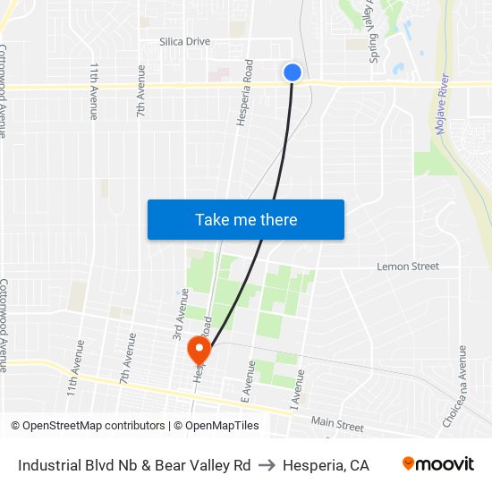 Industrial Blvd Nb & Bear Valley Rd to Hesperia, CA map