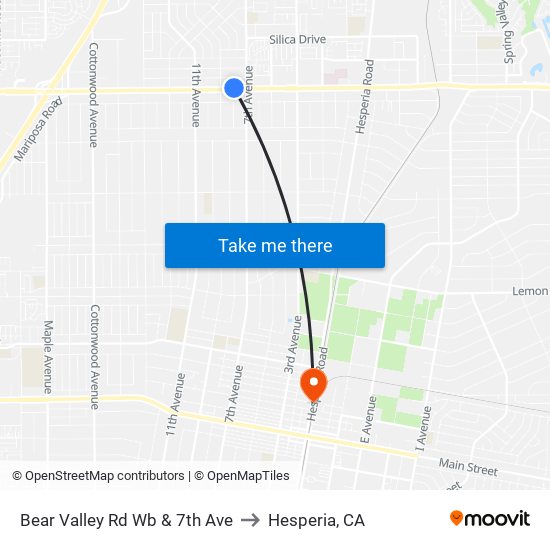 Bear Valley Rd Wb & 7th Ave to Hesperia, CA map