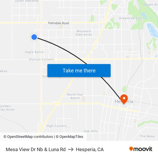 Mesa View Dr Nb & Luna Rd to Hesperia, CA map