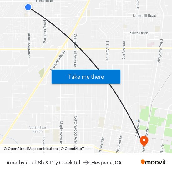 Amethyst Rd Sb & Dry Creek Rd to Hesperia, CA map