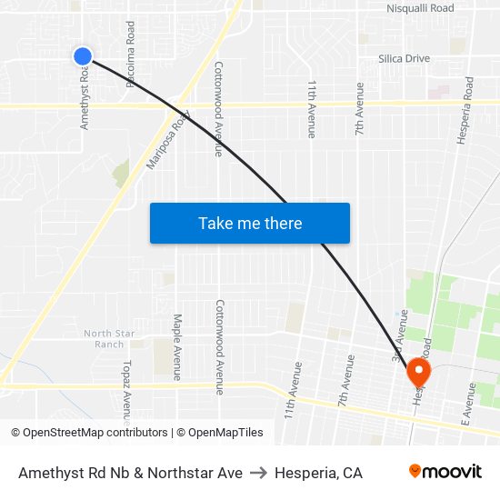 Amethyst Rd Nb & Northstar Ave to Hesperia, CA map