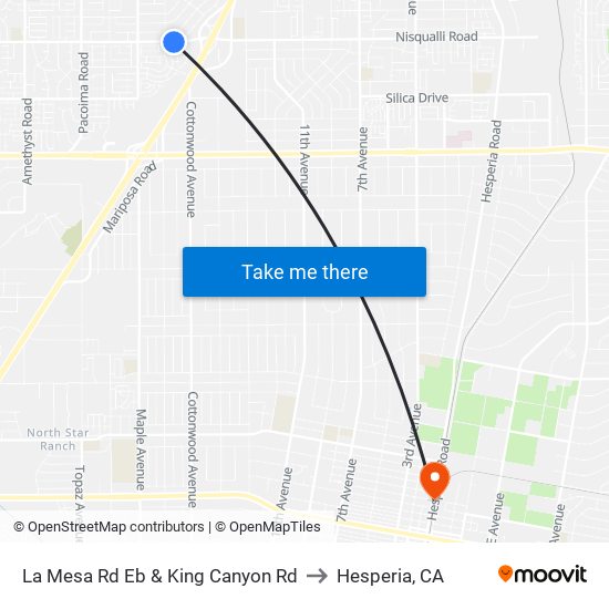 La Mesa Rd Eb & King Canyon Rd to Hesperia, CA map