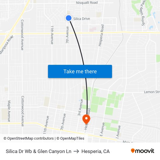 Silica Dr Wb & Glen Canyon Ln to Hesperia, CA map