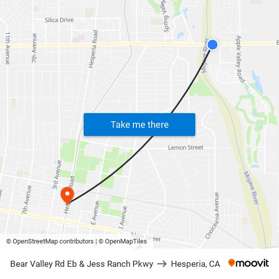 Bear Valley Rd Eb & Jess Ranch Pkwy to Hesperia, CA map