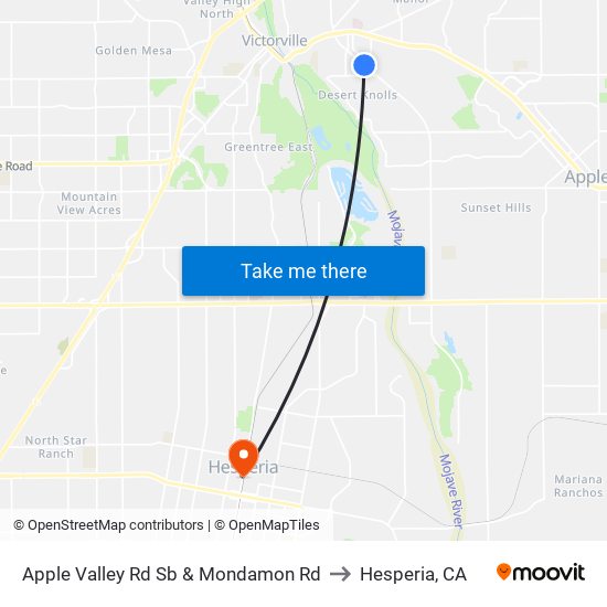 Apple Valley Rd Sb & Mondamon Rd to Hesperia, CA map