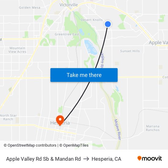 Apple Valley Rd Sb & Mandan Rd to Hesperia, CA map