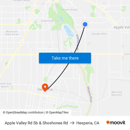 Apple Valley Rd Sb & Shoshonee Rd to Hesperia, CA map