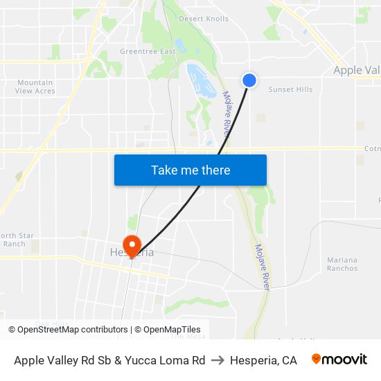 Apple Valley Rd Sb & Yucca Loma Rd to Hesperia, CA map