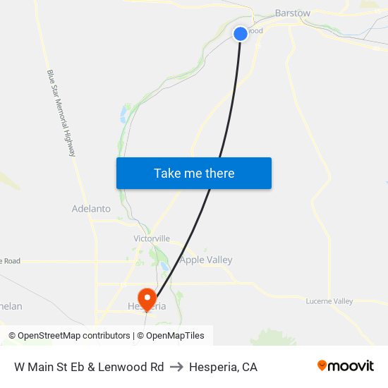 W Main St Eb & Lenwood Rd to Hesperia, CA map