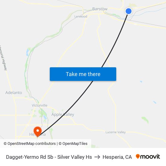 Dagget-Yermo Rd Sb - Silver Valley Hs to Hesperia, CA map