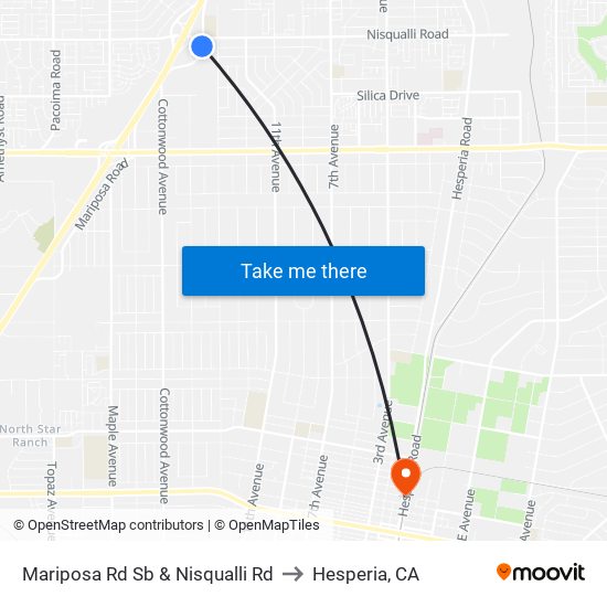 Mariposa Rd Sb & Nisqualli Rd to Hesperia, CA map