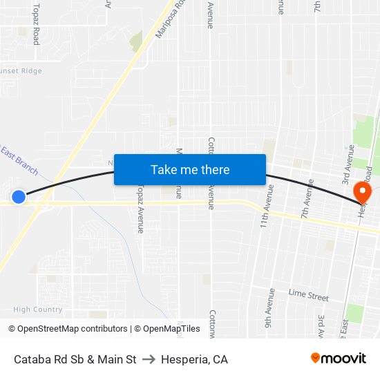 Cataba Rd Sb & Main St to Hesperia, CA map