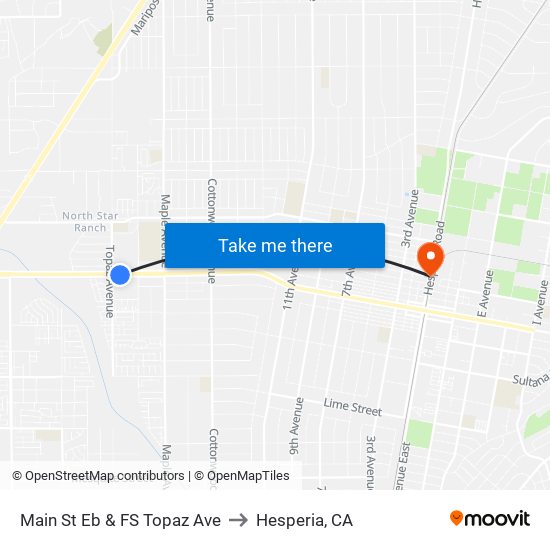 Main St Eb & FS Topaz Ave to Hesperia, CA map