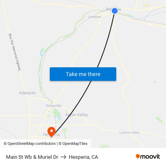 Main St Wb & Muriel Dr to Hesperia, CA map