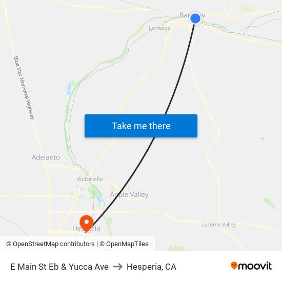E Main St Eb & Yucca Ave to Hesperia, CA map