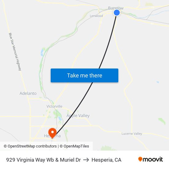 929 Virginia Way Wb & Muriel Dr to Hesperia, CA map