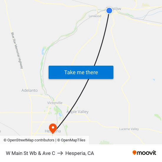 W Main St Wb & Ave C to Hesperia, CA map