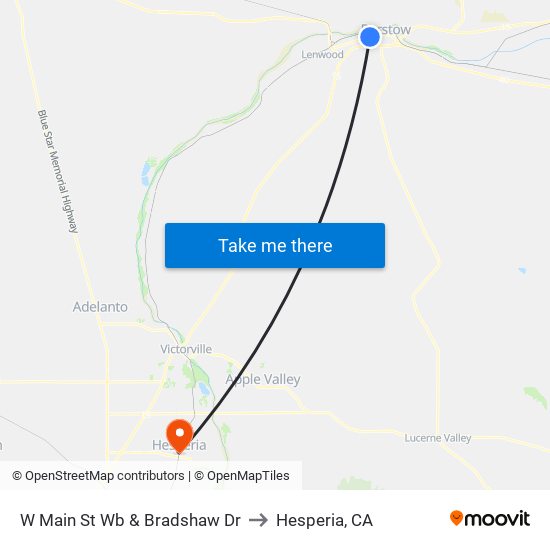 W Main St Wb & Bradshaw Dr to Hesperia, CA map